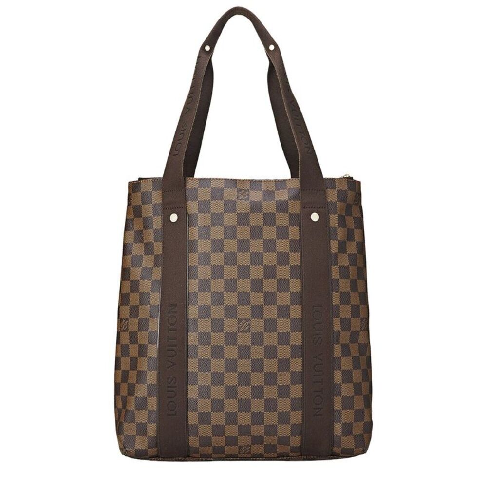 Louis Vuitton Brown Damier Ebene & Vachetta Leather Cabas Beaubourg (Authentic